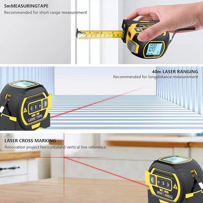 3-in-1 High Precision Laser Tape Measure - 40/60M Infrared Distance Measuring Ruler for Smart Energy Solutions