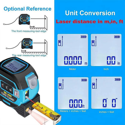 3-in-1 High Precision Laser Tape Measure - 40/60M Infrared Distance Measuring Ruler for Smart Energy Solutions