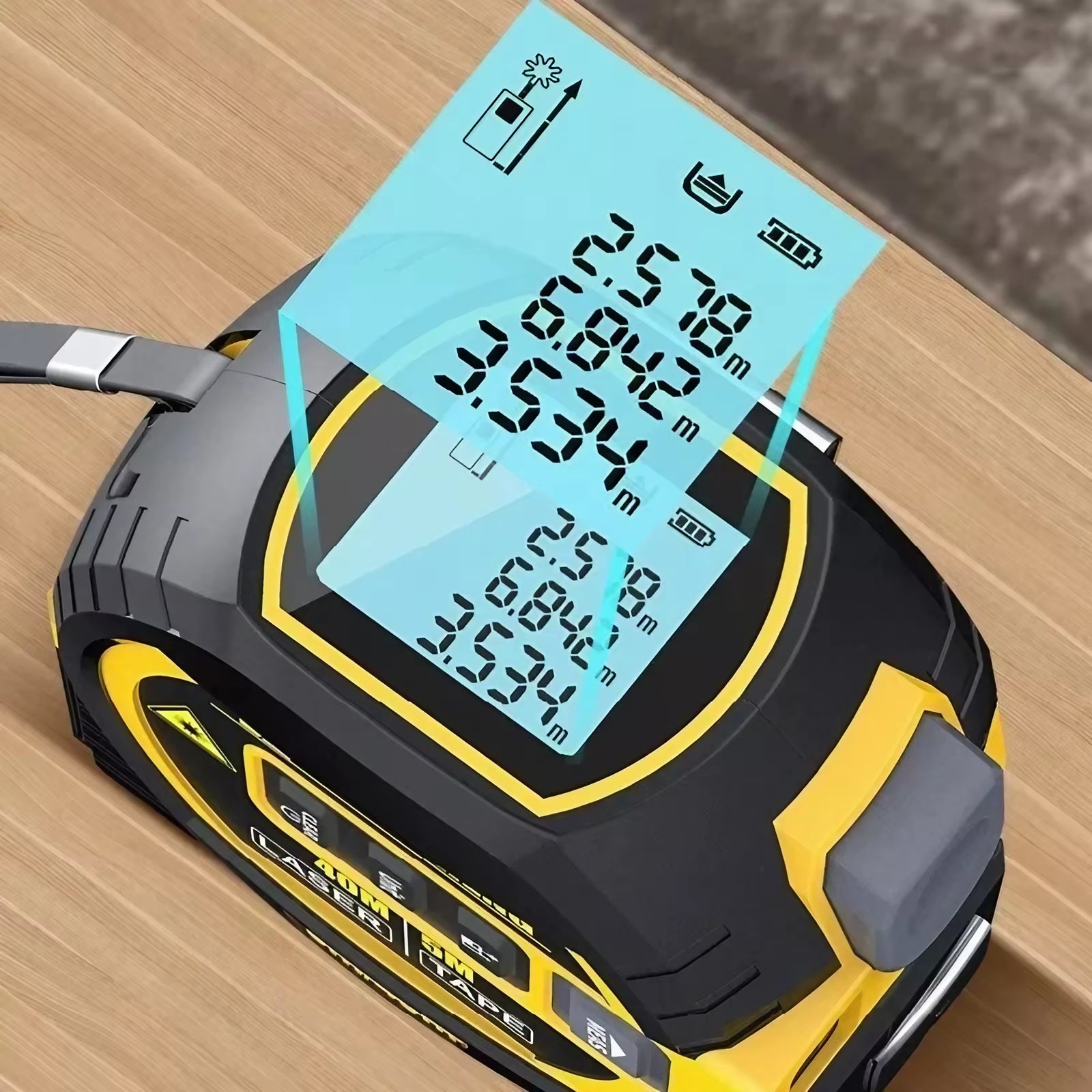 3-in-1 High Precision Laser Tape Measure - 40/60M Infrared Distance Measuring Ruler for Smart Energy Solutions