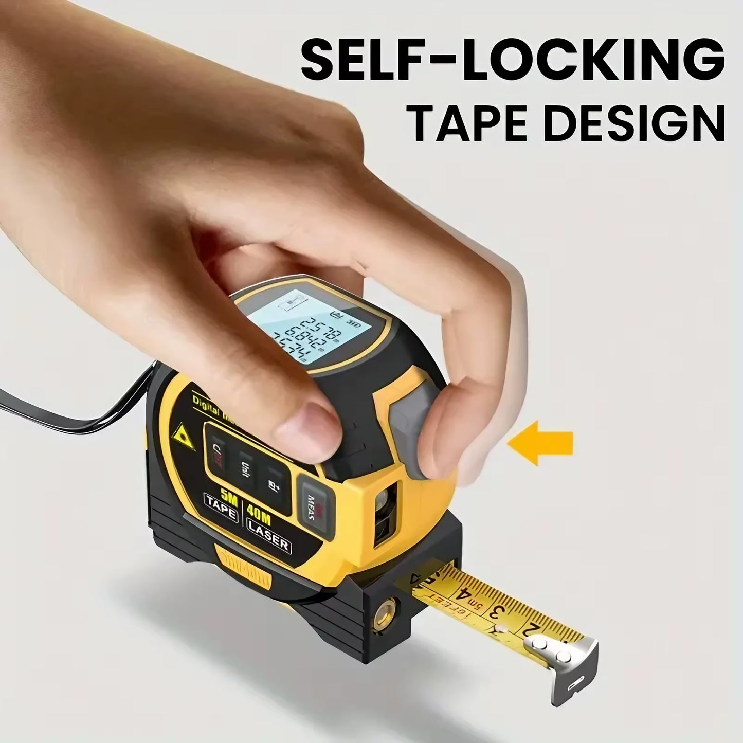 3-in-1 High Precision Laser Tape Measure - 40/60M Infrared Distance Measuring Ruler for Smart Energy Solutions